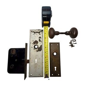 Vintage Yale Canada Mortise Lock Set Antique Door Knobs Backplates No Key
